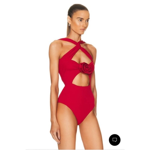 Magda Butrym Red bodysuit Top with Crisscross Design - Picture 4 of 5